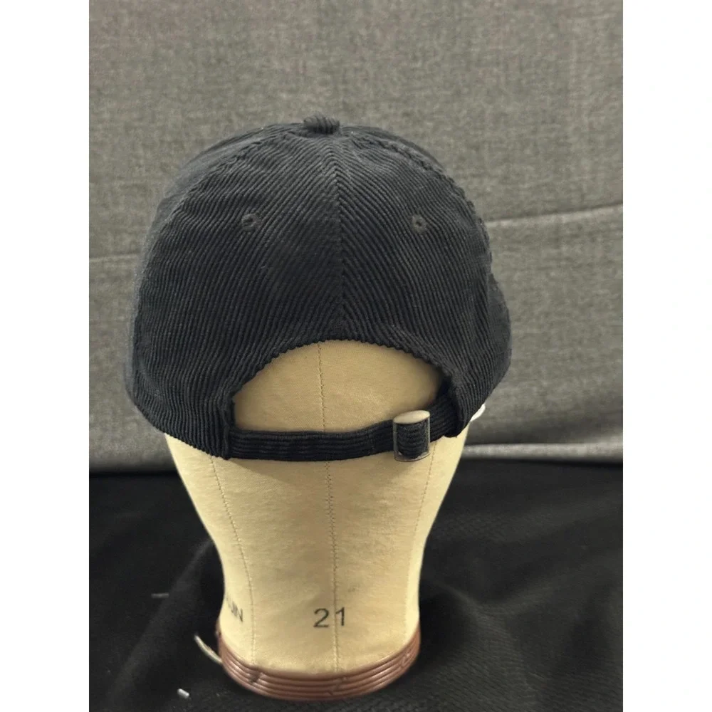 Wrangler Corduroy Cap Men's One Size Black Embroidered Logo Adjustable Strap Hat